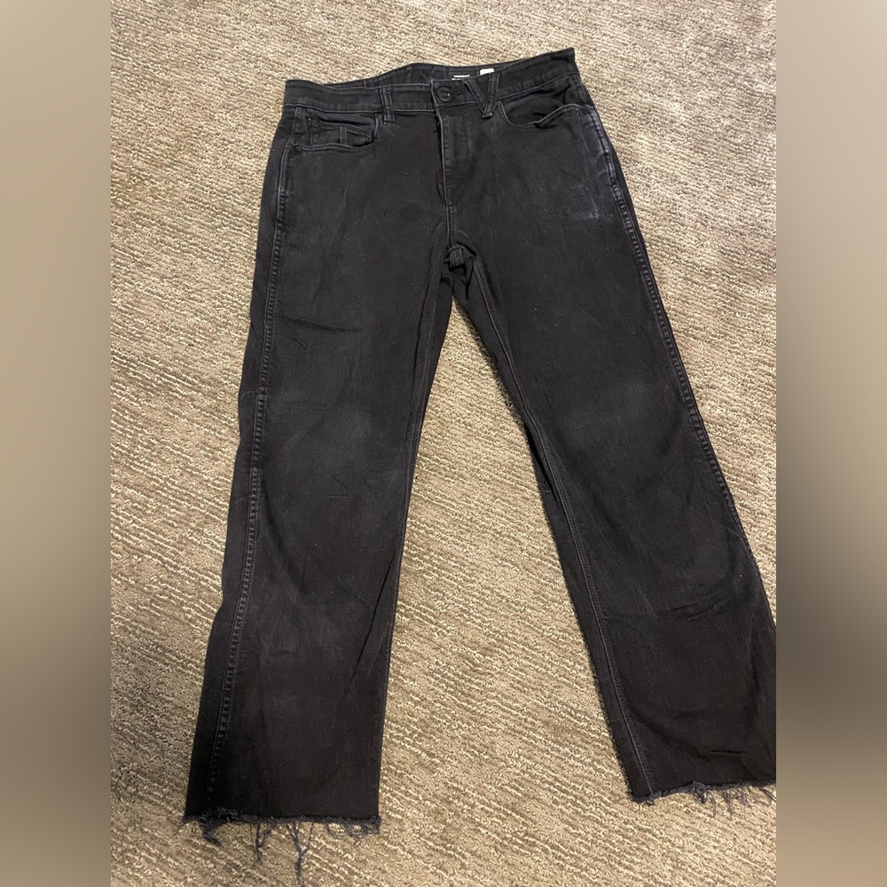 Volcom Modown relaxed straight black jeans size 33 cut offs